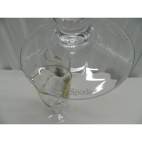 Spode Christmas Tree Goblet Set Of 3 Gold Rim 7" Footed Vintage Holiday Glasses - Picture 11 of 14